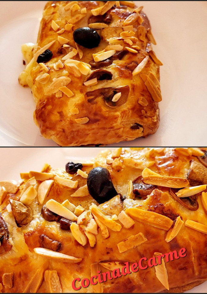 Una foto de Cañas de hojaldre con bacon, champiñones y queso