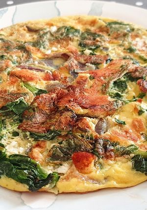 Une photo de Omelette épinards chèvre