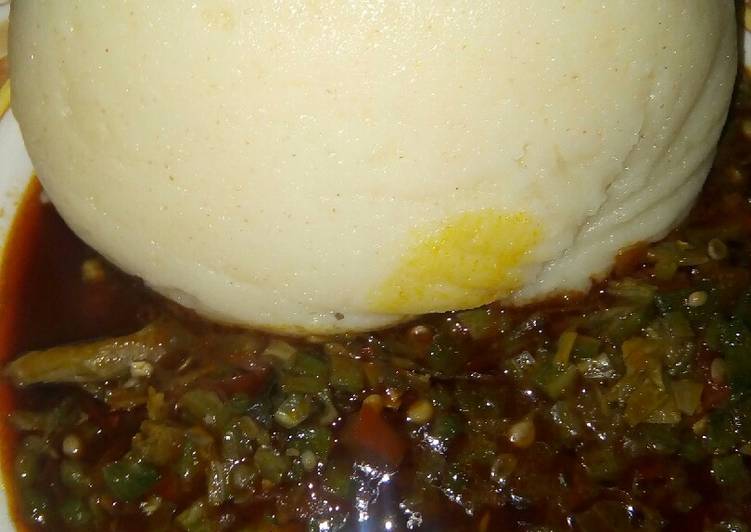 Recipe of Tasty Semo and okro soup with dry fish Cooking Basics for Newbies