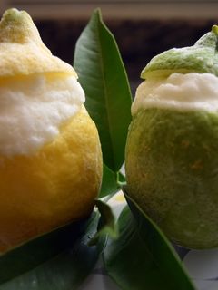 Una foto de Limón helado relleno, helado de limón