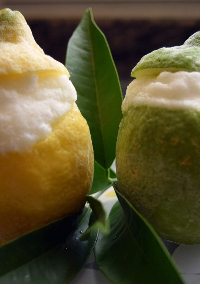 Una foto de Limón helado relleno, helado de limón