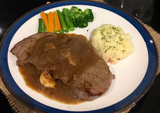 Resep Beef steak mushroom sauce Resep Beef steak mushroom sauce