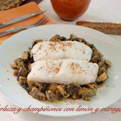 Foto principal de Merluza y champiñones con limón al estragón. (Thermomix)