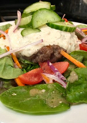 A picture of Burger Salad.