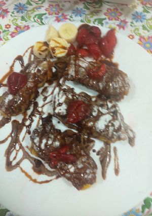 A picture of Nutella banana Swiss rolls.