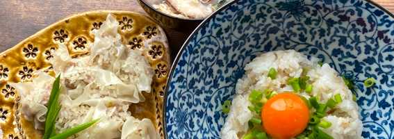 Japanese Shaomai, Kakitama Soup and Egg Rice for Lunch