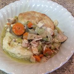A picture of Chicken ala King On Jill's Biscuit.