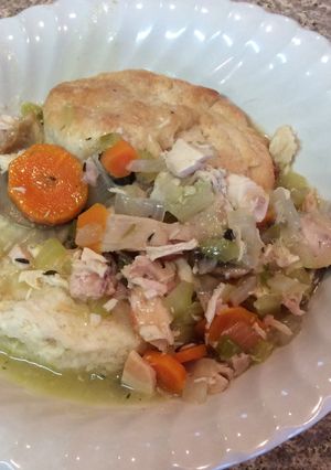A picture of Chicken ala King On Jill's Biscuit.