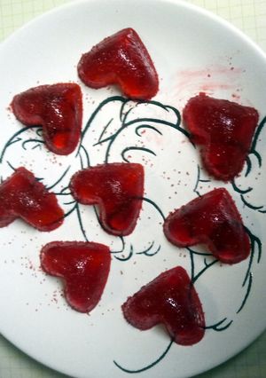 A picture of Strawberry jello shot.