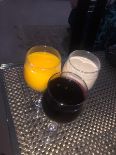 A picture of Mango,zobo and tigernut juice.
