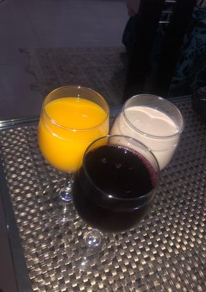 A picture of Mango,zobo and tigernut juice.