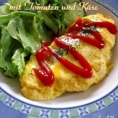 A picture of Microwave Tomato Cheese Omelette Using Just One Egg.