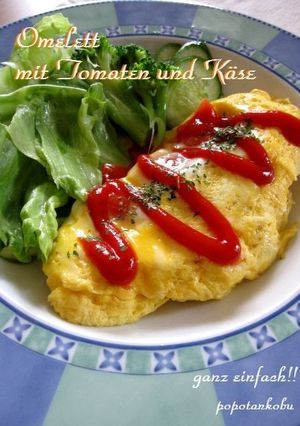 A picture of Microwave Tomato Cheese Omelette Using Just One Egg.