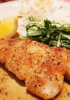 A picture of Pan-Seared Cod with Butter Soy Sauce and Lemon Flavor.
