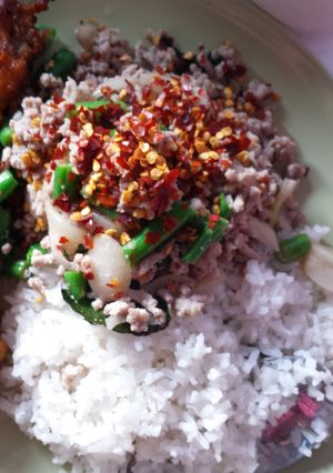 A picture of Mince pork with chilli and mint.