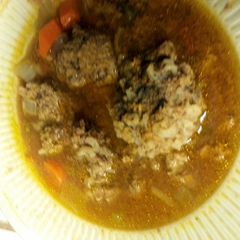 A picture of Albondiga Soup (meatball soup).