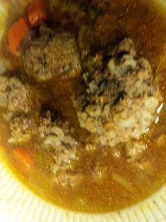 A picture of Albondiga Soup (meatball soup).