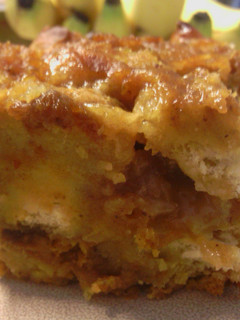 A picture of sunshines pumpkin bread pudding.