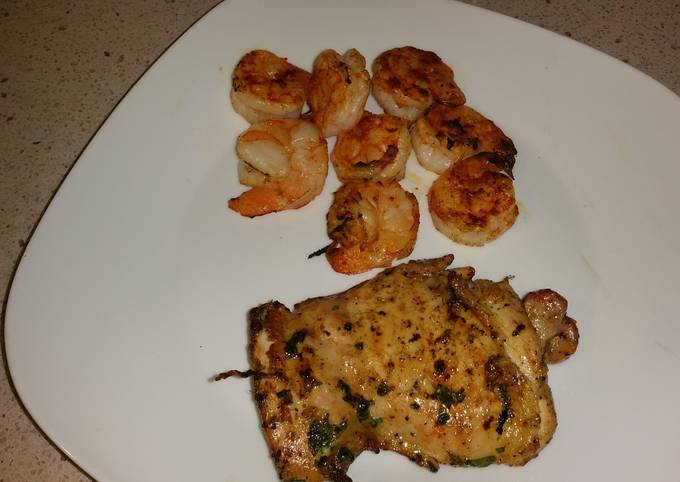 Cilantro lime chicken with grilled shrimp