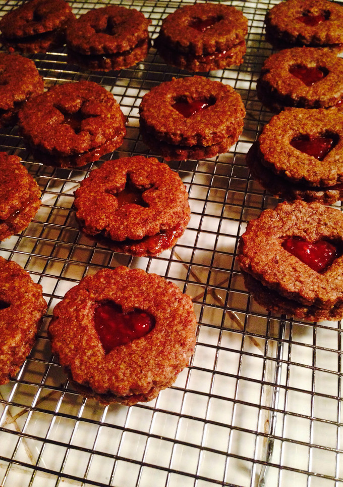 A picture of Linzer Jam Cookies.