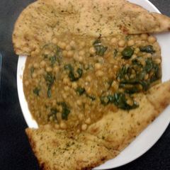 A picture of Chickpea and Spinach Dhal.