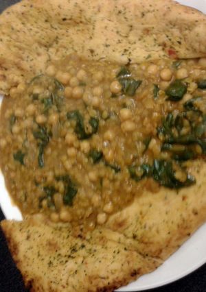 A picture of Chickpea and Spinach Dhal.