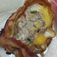 A picture of Stuffed burger w/bacon.