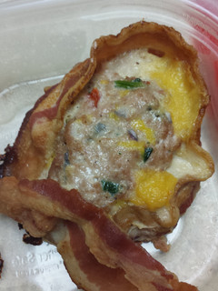 A picture of Stuffed burger w/bacon.
