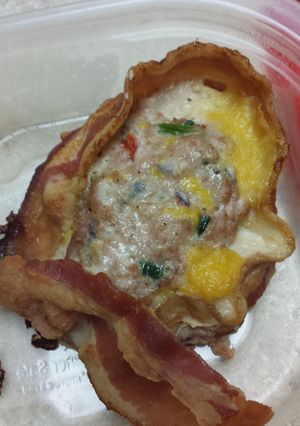 A picture of Stuffed burger w/bacon.
