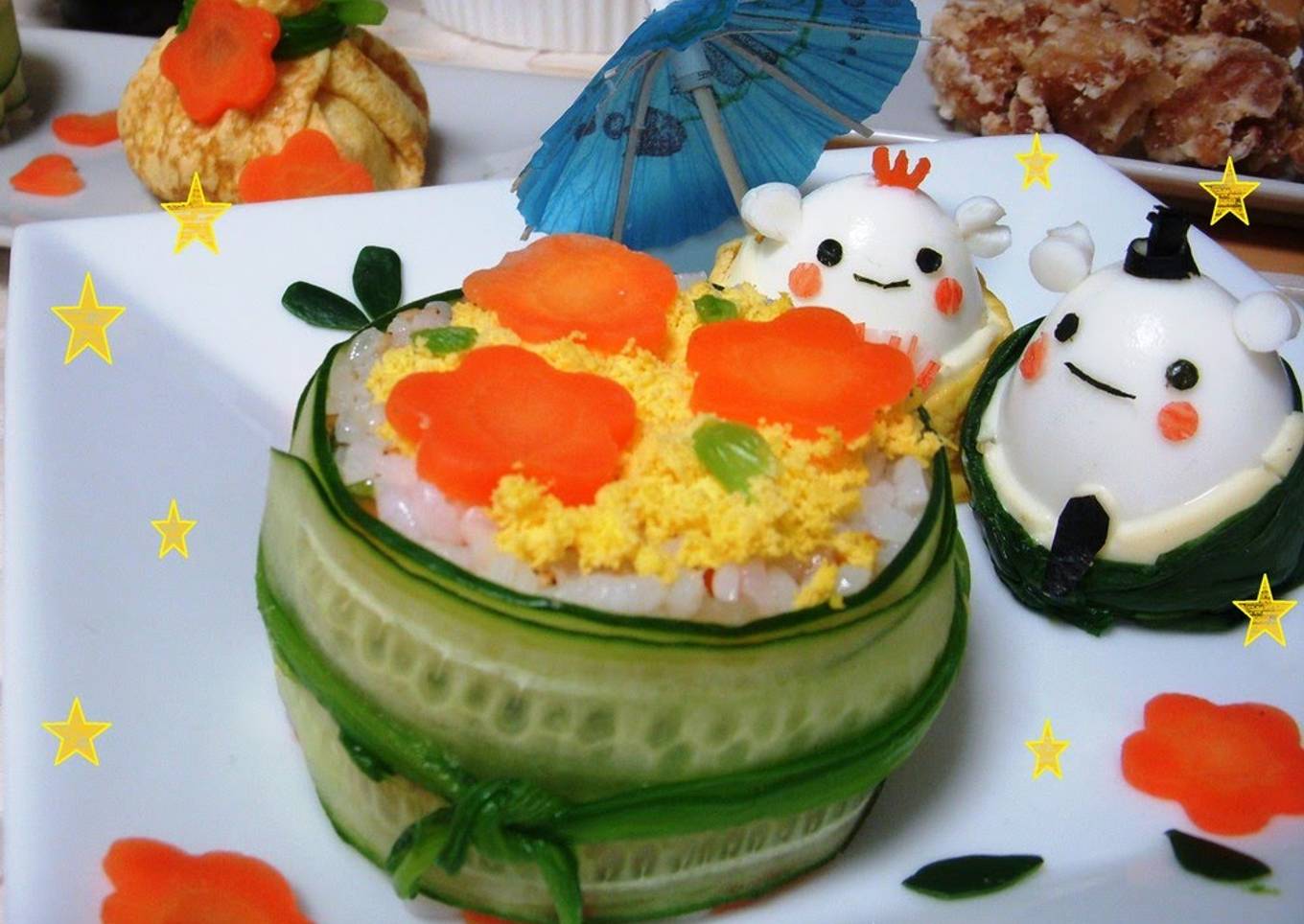 Chirashizushi Plate with Hina Matsuri Bears