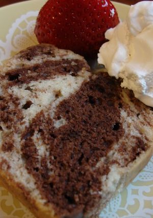 A picture of Macrobiotic Marbled Cocoa Pound Cake.