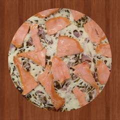 A picture of Smoked Salmon with Zucchini Pizza Crust.