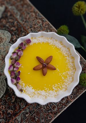 عکسی از دستور پودینگ زعفرانی