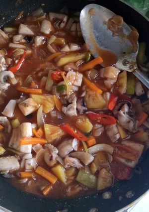 Foto resep Sotong/cumi nanas asem manis pedas