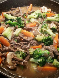 A picture of Beef Broccoli with Mushroom in Oyster Sauce..