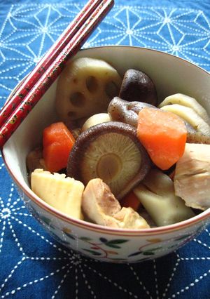 A picture of Chikuzenni -- Braised Chicken and Vegetables.