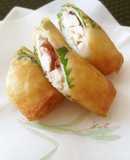 Spring Rolls Made with Chicken Tenderloins, Umeboshi (Pickled Plum) and Shiso Leaves