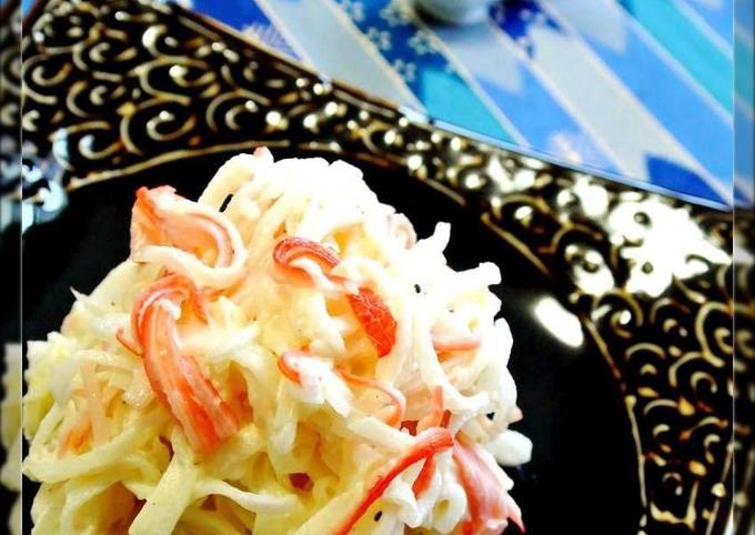 Easiest Way to Make Homemade Simple Daikon Radish &amp; Crab Stick Salad