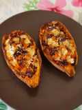 Baked Stuffed Sweet Potatoes with Melty Cheese