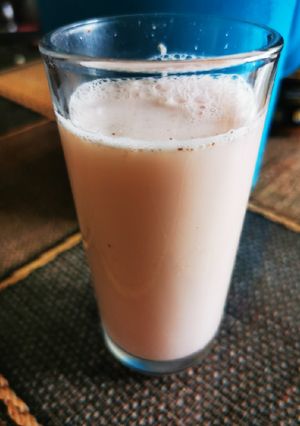 Una foto de Agua de fresa cremosa