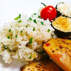 A picture of Colourful Garlic Rice.