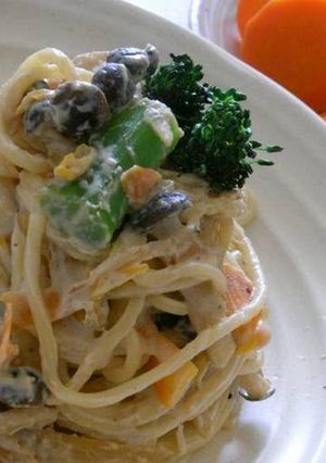 A picture of Vegetarian Sake Lees Cheese Cream Pasta.