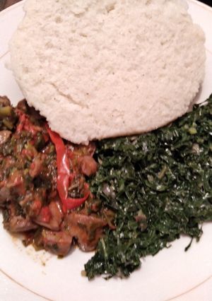 A picture of Wet fried gizard, slums wiki and ugali.