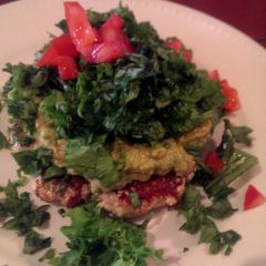 A picture of Micah's chili lime, avacado chicken burgers.