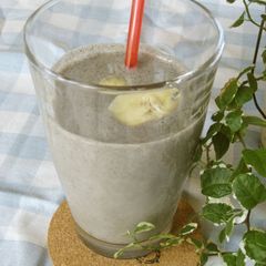 A picture of Black Sesame and Banana Soy Milk Smoothie.