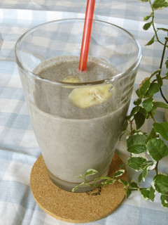 A picture of Black Sesame and Banana Soy Milk Smoothie.