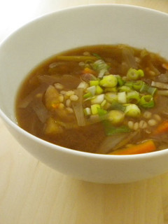 A picture of Leek and Barley Miso Soup (Macrobiotic).