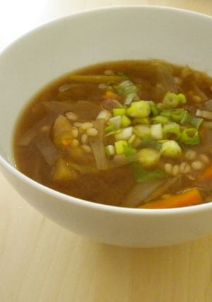 A picture of Leek and Barley Miso Soup (Macrobiotic).