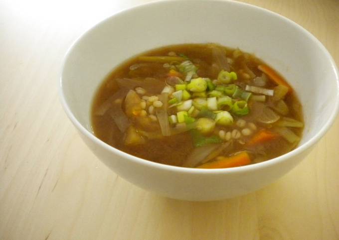 Recipe of Favorite Leek and Barley Miso Soup (Macrobiotic)