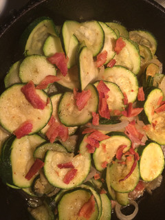 A picture of Sautéed Zucchini With Onions And Bacon.